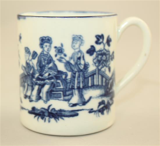 A Worcester Three Ladies pattern coffee can, c.1780, 6.1cm